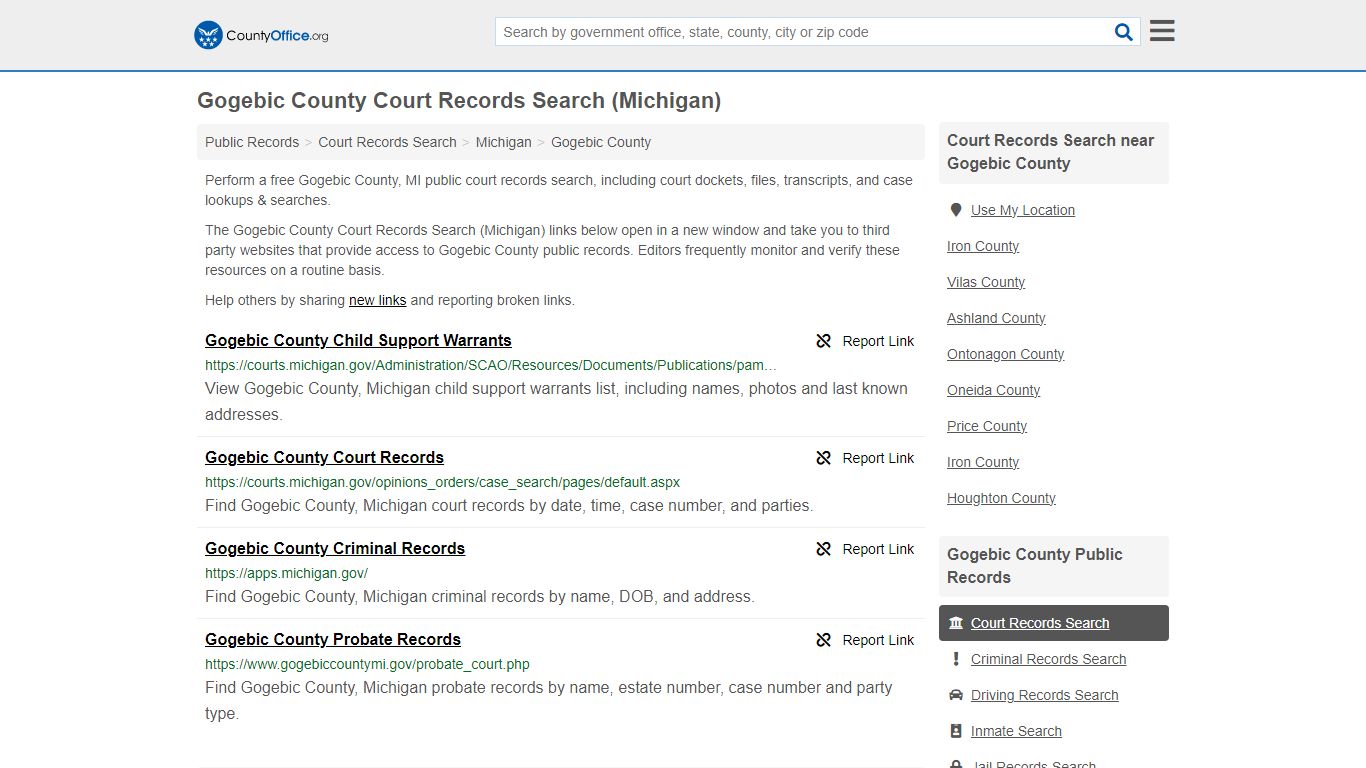 Gogebic County Court Records Search (Michigan) - County Office