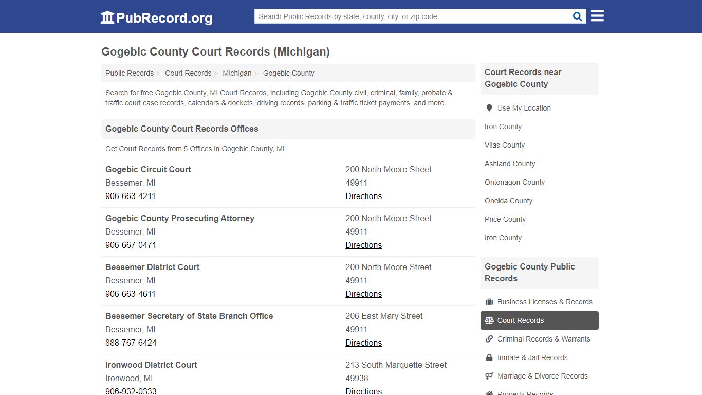 Free Gogebic County Court Records (Michigan Court Records)